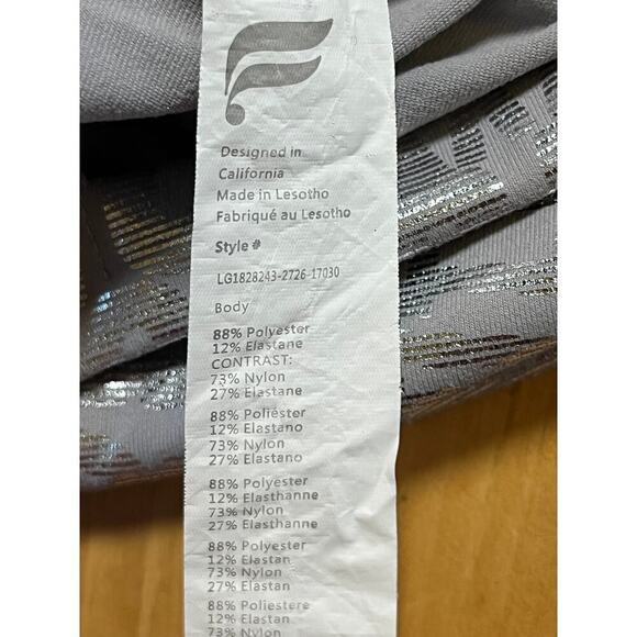 Fabletics Power Hold Size Small Silver Metallic Shiny Leggings. graphics. Small - Picture 4 of 7